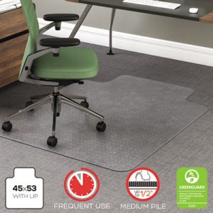 deflecto CM15113 RollaMat Frequent Use Chair Mat for Medium Pile Carpet, 36 x 48 w/Lip, Clear