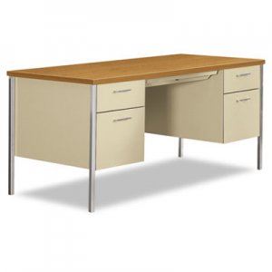 HON HON34962CL 34000 Series Double Pedestal Desk, 60w x 30d x 29 1/2h, Harvest/Putty