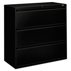 HON HON893LP 800 Series Three-Drawer Lateral File, 42w x 19.25d x 40.88h, Black