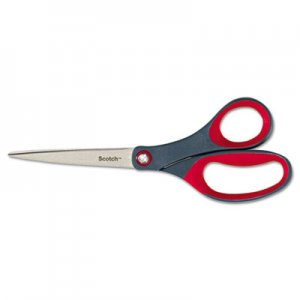 Scotch 1448 Precision Scissors, Pointed, 8" Length, 3-1/8" Cut, Gray/Red