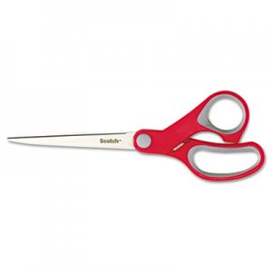 Scotch 1427 Multi-Purpose Scissors, Pointed, 7" Length, 3-3/8" Cut, Red/Gray