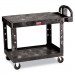 Rubbermaid Commercial 452500BK Flat Shelf Utility Cart, Two-Shelf, 25-1/4w x 44d x 38-1/8h, Black