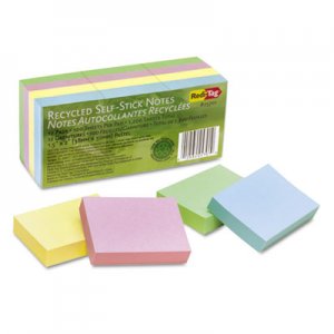 Redi-Tag RTG25701 100% Recycled Notes, 1 1/2 x 2, Four Pastel Colors, 12 100-Sheet Pads/Pack