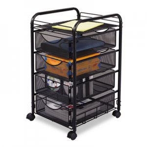 Safco 5214BL Onyx Mesh Mobile File With Four Supply Drawers, 15-3/4w x 17d x 27h, Black