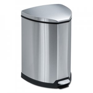 Safco 9685SS Step-On Waste Receptacle, Triangular, Stainless Steel, 4gal, Chrome/Black