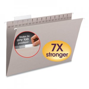 Smead SMD64093 TUFF Hanging Folders with Easy Slide Tab, Legal Size, 1/3-Cut Tab, Steel Gray, 18/Box