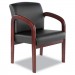 Alera RL4319M Reception Lounge Series Ready-To-Assemble Guest Chair, Mahogany/Black Leather