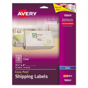 Avery AVE18664 Matte Clear Easy Peel Shipping Labels, Inkjet, 3 1/3 x 4, 60/Pack