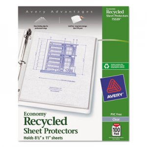 Avery 75539 Top-Load Recycled Polypropylene Sheet Protector, Clear, 100/Box