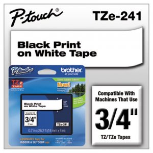 Brother P-Touch TZE241 TZe Standard Adhesive Laminated Labeling Tape, 3/4w, Black on White