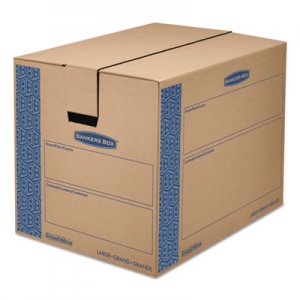 Bankers Box 0062901 SmoothMove Prime Large Moving Boxes, 24l x 18w x 18h, Kraft/Blue, 6/Carton
