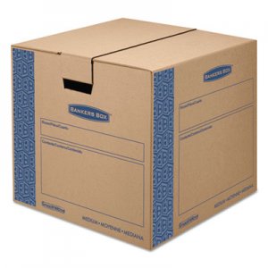 Bankers Box 0062801 SmoothMove Prime Medium Moving Boxes, 18l x 18w x 16h, Kraft/Blue, 8/Carton