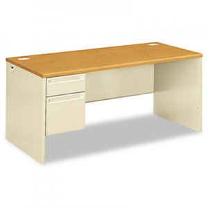 HON 38292LCL 38000 Series Left Pedestal Desk, 66w x 30d x 29-1/2h, Harvest/Putty