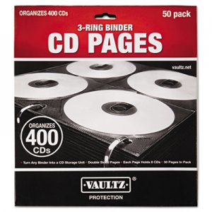 Vaultz VZ01415 Two-Sided CD Refill Pages for Three-Ring Binder, 50/Pack