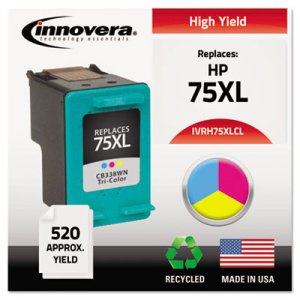 Innovera IVRH75XLCL Remanufactured CB338WN (75XL) High-Yield Ink, Tri-Color