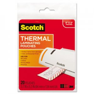 Scotch MMMTP590220 Index Card Size Thermal Laminating Pouches, 5 mil, 5 3/8 x 3 3/4, 20/Pack
