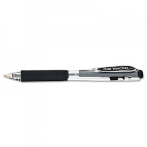 Pentel K437A WOW! Retractable Gel Pen, .7mm, Trans Barrel, Black Ink, Dozen
