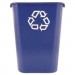 Rubbermaid Commercial RCP295773BE Large Deskside Recycle Container with Symbol, Rectangular, Plastic, 41.25 qt, Blue