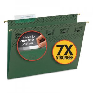 Smead 64036 Tuff Hanging Folder with Easy Slide Tab, Letter, Standard Green, 20/Pack