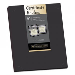 Southworth SOUPF18 Certificate Holder, Black, 105lb Linen Stock, 12 x 9 1/2, 10/Pack