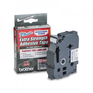 Brother P-Touch TZES941 TZ Extra-Strength Adhesive Laminated Labeling Tape, 3/4w, Black on Matte Silver