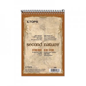 TOPS TOP74688 Second Nature Spiral Reporter/Steno Book, Gregg, 6 x 9, White, 80 Sheets