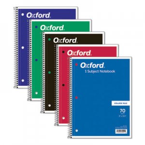 Oxford TOP65021 Coil-Lock Wirebound Notebooks, 1 Subject, Medium/College Rule, Assorted Color Covers, 10.5 x 8, 70 Sheets