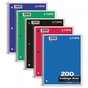 TOPS TOP65581 Coil Lock Wirebound Notebooks, College/Medium, 11 x 8 1/2, White, 200 Sheets