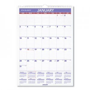 At-A-Glance AAGPM228 Monthly Wall Calendar with Ruled Daily Blocks, 12 x 17, White, 2021