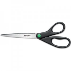 Westcott ACM13138 KleenEarth Scissors, 9" Long, 3.75" Cut Length, Black Straight Handle