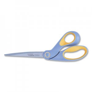 Westcott ACM14669 ExtremEdge Titanium Bent Scissors, 9" Long, 4.5" Cut Length, Gray/Yellow Offset Handle