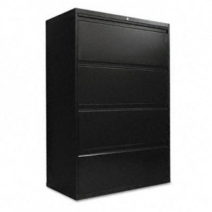 Alera LF3654BL Four-Drawer Lateral File Cabinet, 36w x 19-1/4d x 54h, Black