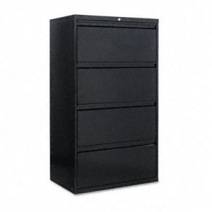 Alera LF3054BL Four-Drawer Lateral File Cabinet, 30w x 19-1/4d x 54h, Black