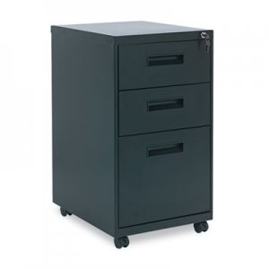 Alera ALEPABBFBL Three-Drawer Metal Pedestal File, 14.96w x 19.29d x 27.75h, Black