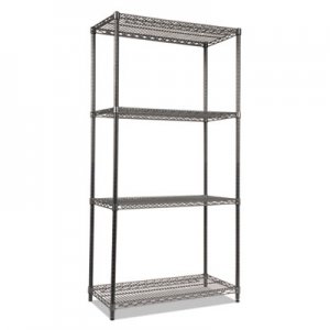 Alera ALESW503618BA Wire Shelving Starter Kit, Four-Shelf, 36w x 18d x 72h, Black Anthracite