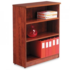 Alera ALEVA634432MC Valencia Series Bookcase, Three-Shelf, 31 3/4w x 14d x 39 3/8h, Med Cherry