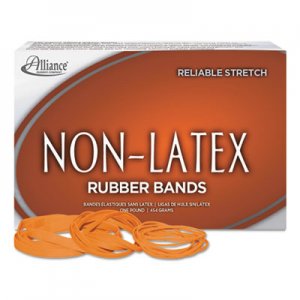 Alliance 37646 Non-Latex Rubber Bands, Sz. 64, Orange, 3 1/2 x 1/4, 380 Bands/1lb Box