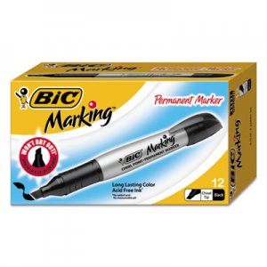 BIC Marking Chisel Tip Permanent Marker Tuxedo Black Dozen Gpmm11bk for sale online