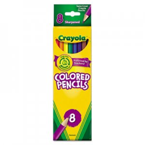 Crayola CYO684008 Colored Woodcase Pencils, 3.3 mm, BLK/BE/BN/GN/OE/RD/VT/YW, 8/Set