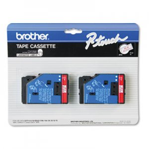 Brother P-Touch BRTTC11 TC Tape Cartridges for P-Touch Labelers, 0.47" x 25.2 ft, Red on Clear