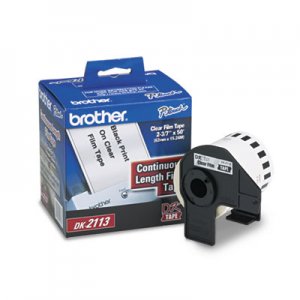 Brother BRTDK2113 Continuous Film Label Tape, 2-3/7" x 50ft Roll, Clear