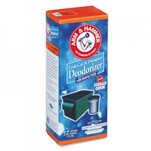 Arm & Hammer 3320084116 Trash Can & Dumpster Deodorizer, Unscented, Powder, 42.6 oz