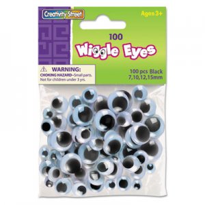 Creativity Street CKC344602 Wiggle Eyes Assortment, Assorted Sizes, Black, 100/Pack