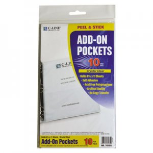 C-Line 70185 Peel & Stick Add-On Filing Pockets, 25", 11 x 8 1/2, 10/Pack