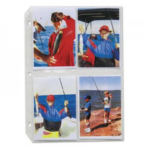 C-Line CLI52584 Clear Photo Pages for 8, 3-1/2 x 5 Photos, 3-Hole Punched, 11-1/4
