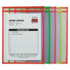 C-Line 43920 Stitched Shop Ticket Holder, Neon, Assorted 5 Colors, 75", 9 x 12, 10/PK
