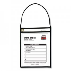 C-Line CLI41922 Stitched Shop Ticket Holders with 75" Strap, Clear/Black, 9 x 12, 15/BX