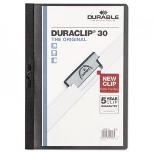 Durable 220301 Vinyl DuraClip Report Cover w/Clip, Letter, Holds 30 Pages, Clear/Black