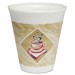 Dart 12X16G Cafe G Foam Hot/Cold Cups, 12oz, White w/Brown & Red, 1000/Carton