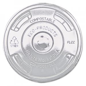 Eco-Products ECOEPFLCC GreenStripe Renewable & Compost Cold Cup Flat Lids, F/9-24oz., 100/PK, 10 PK/CT